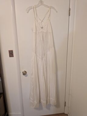 AllSaints Spitalfields White Cotton Maxi Dress | Lace Trim | Boho | Size 8